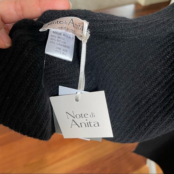 Note di Anita Black Wool/Cashmere Blend Winter‎ Scarf  New With Tag - Picture 8 of 10